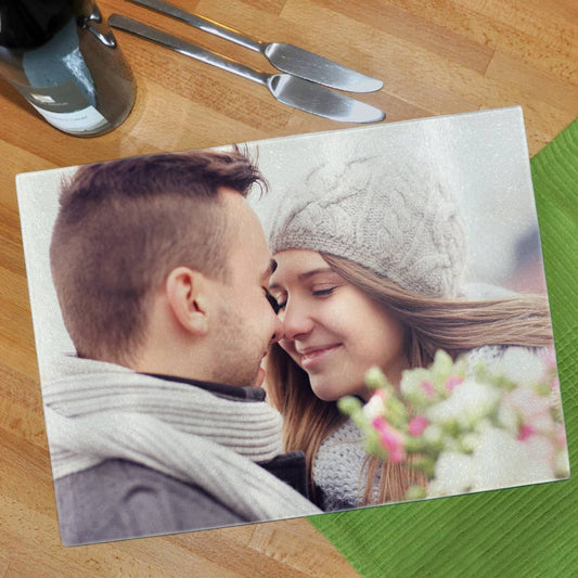 großes Glas-Schneidebrett mit Ihrem Foto