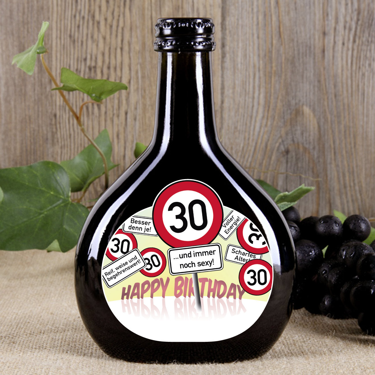 Bocksbeutel zum 30. Geburtstag mit Verkehrszeichen