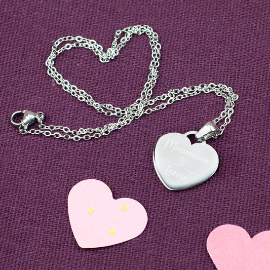 gravierte Herz-Halskette mit den Namen