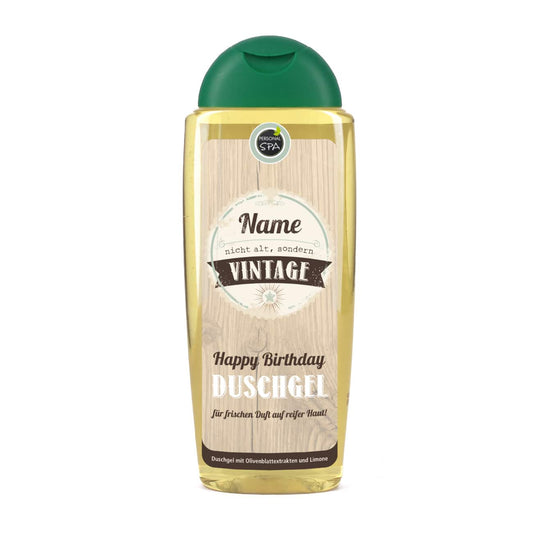 Nicht alt sondern vintage. Duschgel zum Geburtstag