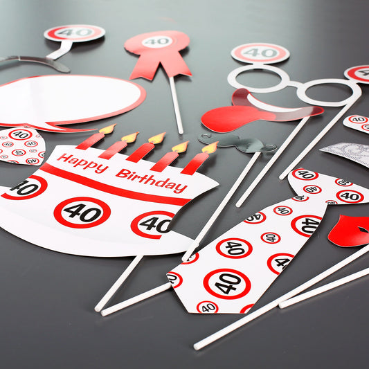 Photo Booth - Set für Partyfotos zum 40. Geburtstag