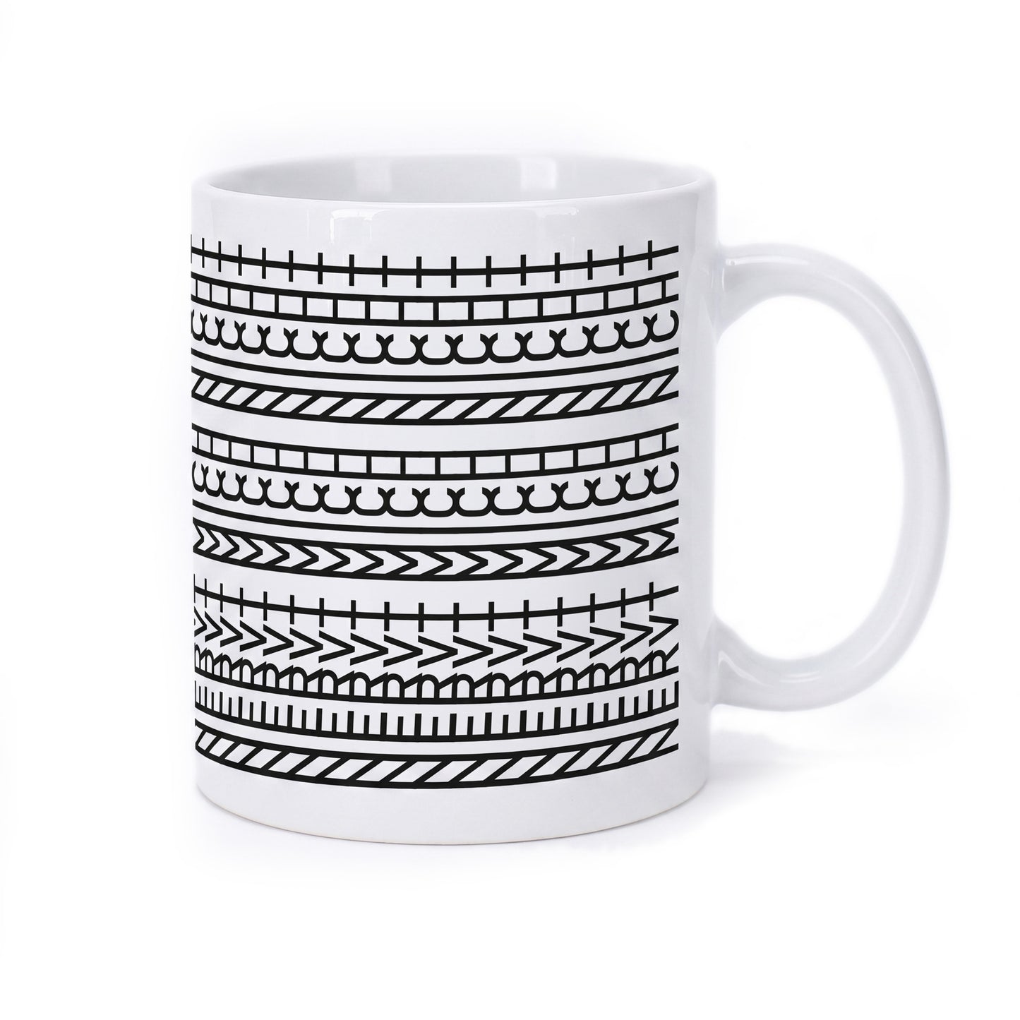 Freigestellte Produktansicht der lustigen Keramiktasse mit Musterdesign