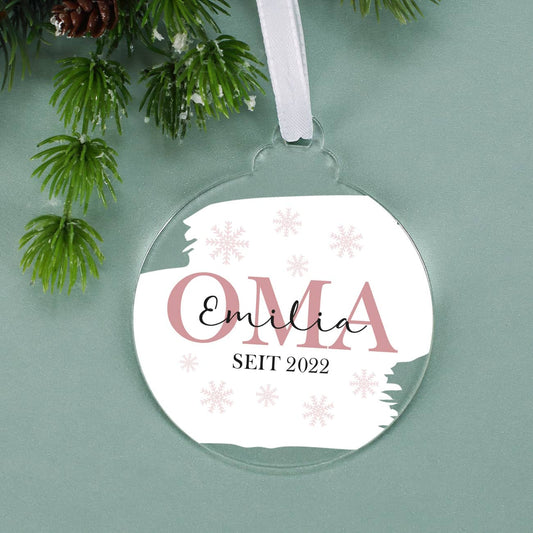 Acryl Christbaumkugel mit Text und Jahr personalisiert