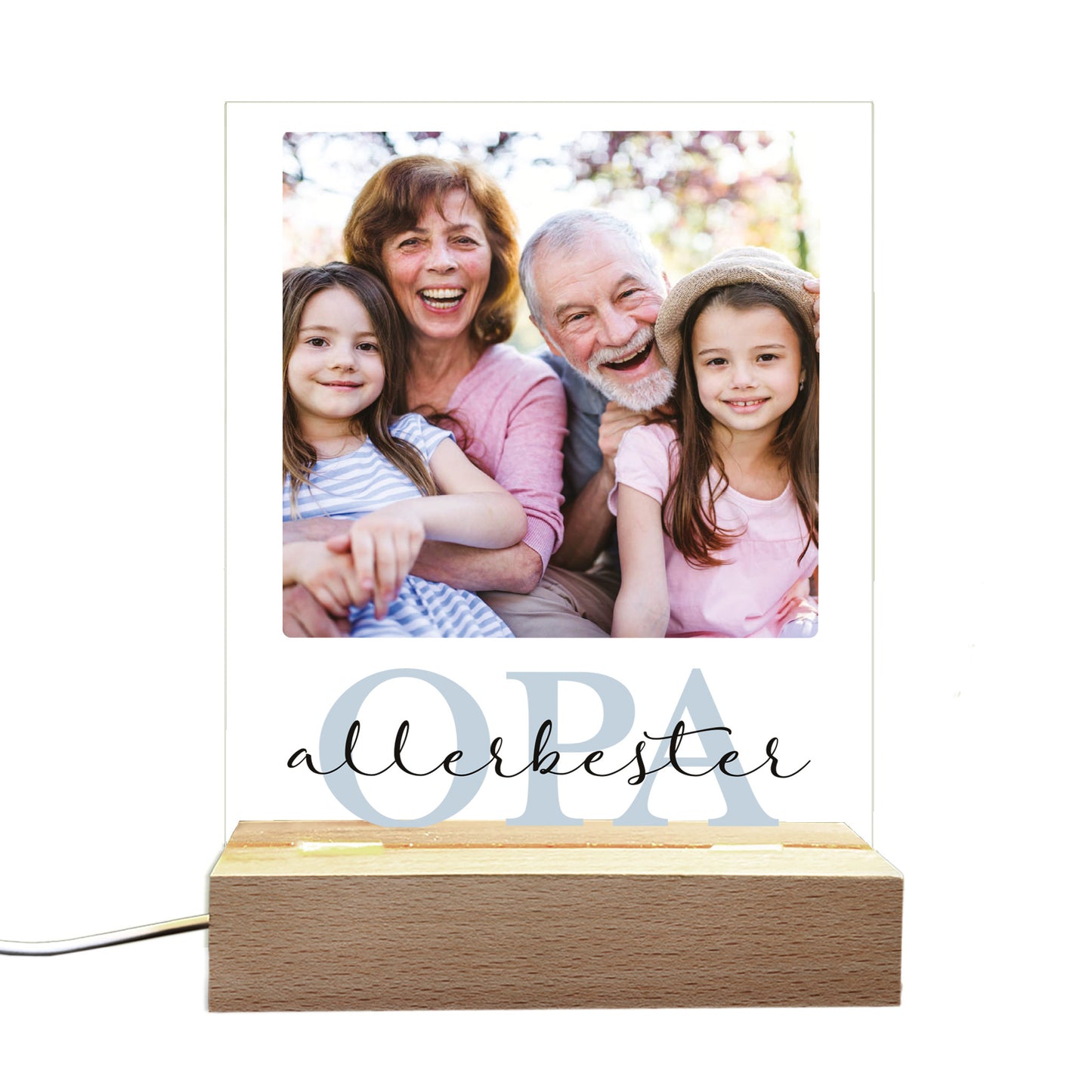 LED-Fotolampe für Opa mit eigenem Bild & Schriftzug | Geschenk für Opa