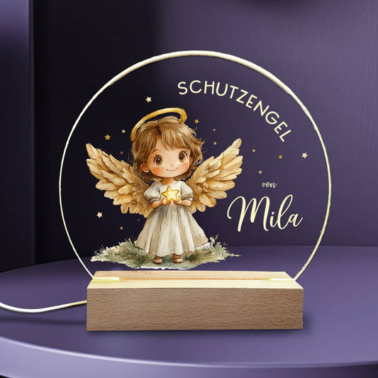 LED Nachtlicht für Kinder mit Schutzengel und Name