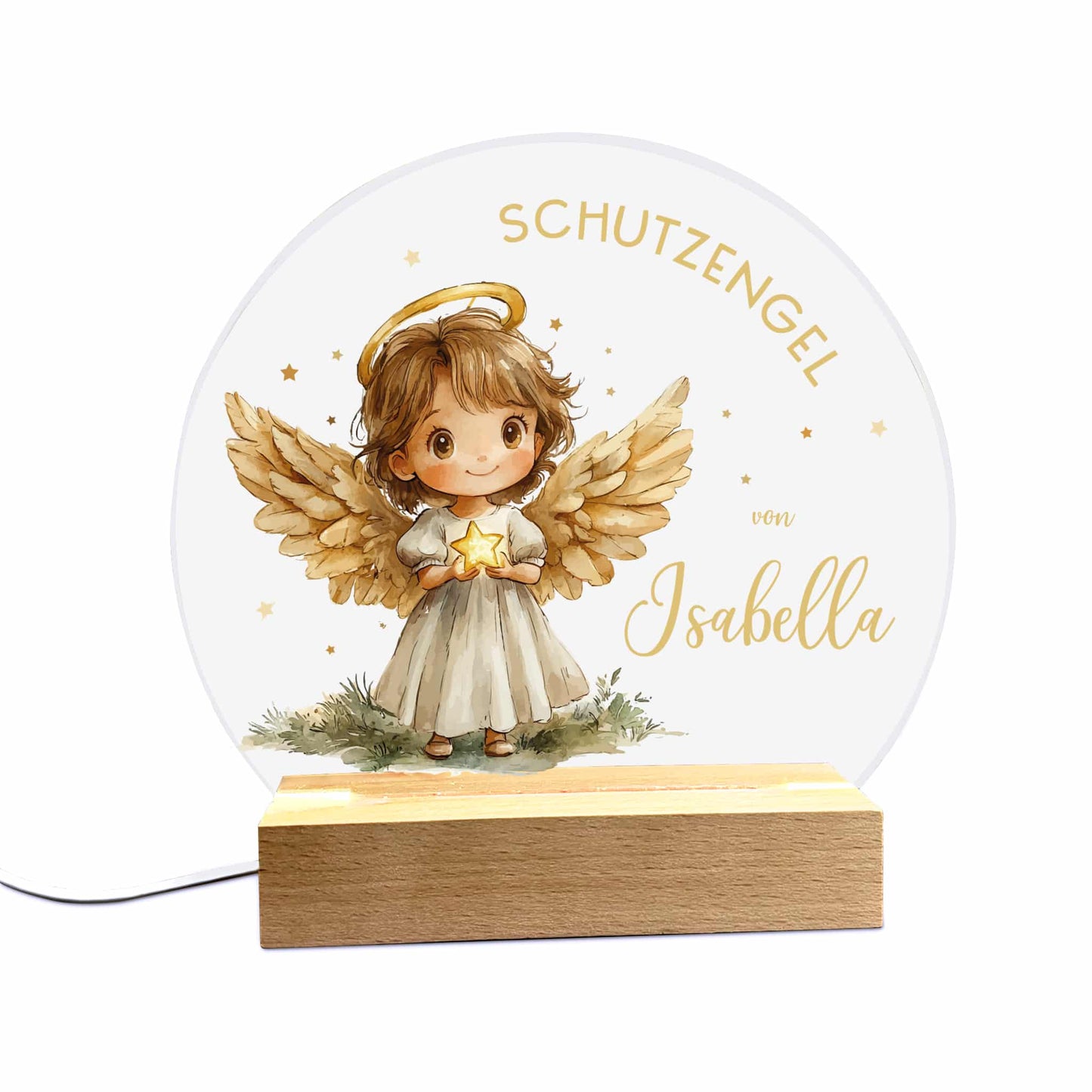 LED Nachtlicht für Kinder mit Schutzengel und Name