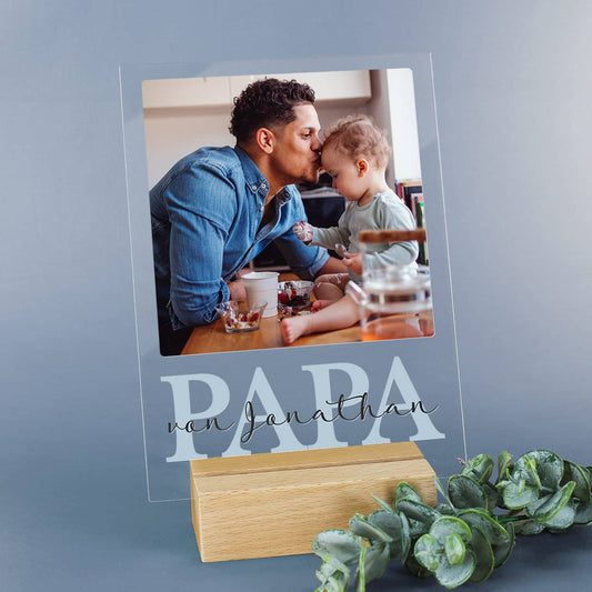 Acrylglasplatte für PAPA mit Foto und Text personalisiert
