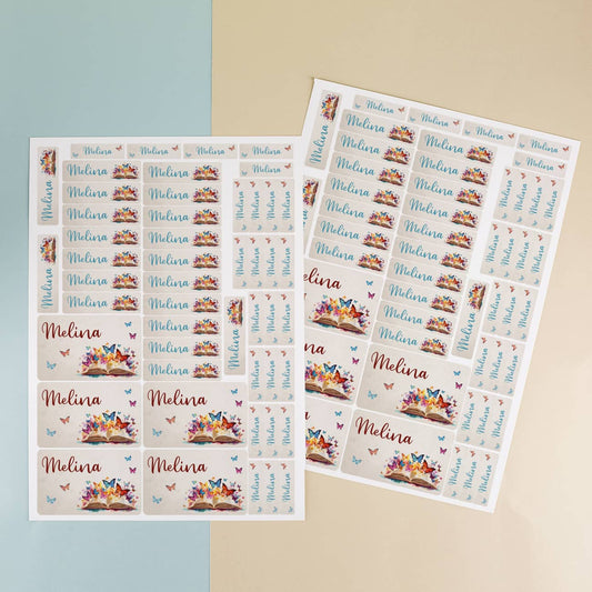 100 Namensaufkleber in 3 verschiedenen Größen