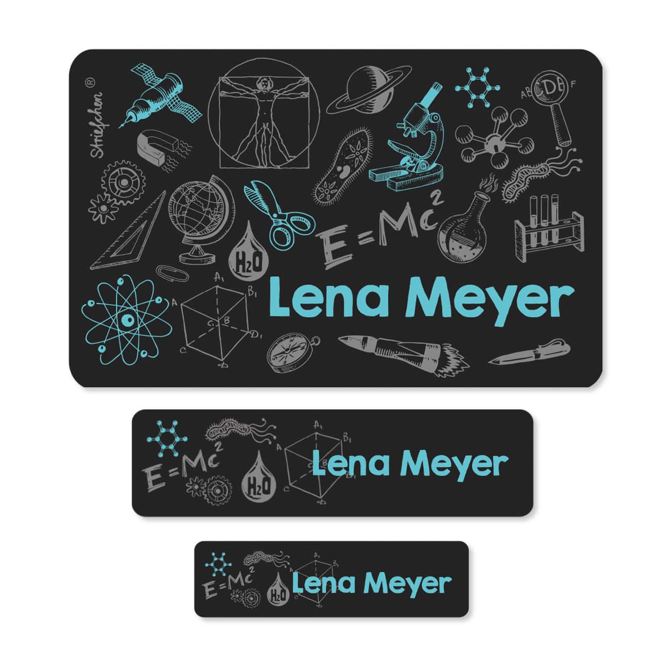Namensaufkleber für kleine und große Wissenschaftler