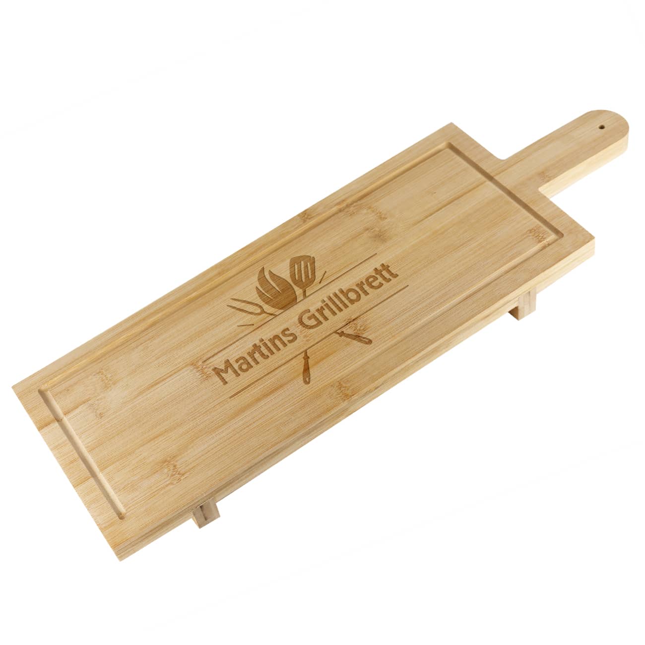 Praktisches XL Bambusbrett mit Gravur von Text