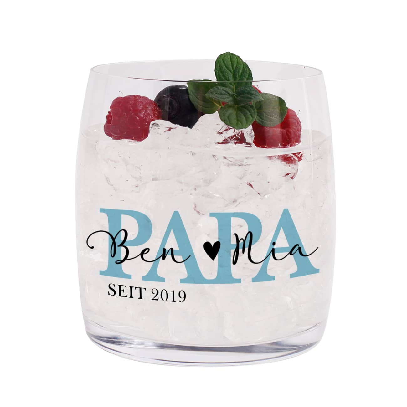 Bedrucktes Glas mit Papa Motiv