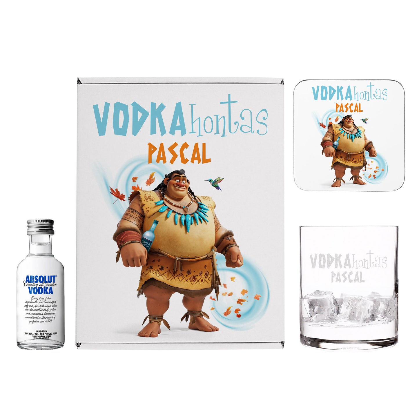 Freigestelltes Bild aller Bestandteile des Sets vor weißem Hintergrund