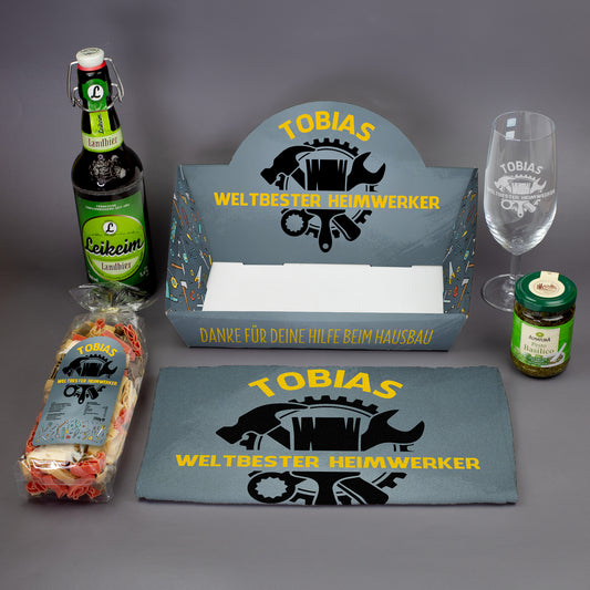 Geschenkset für Handwerker mit Name und Titel personalisiert im Überblick