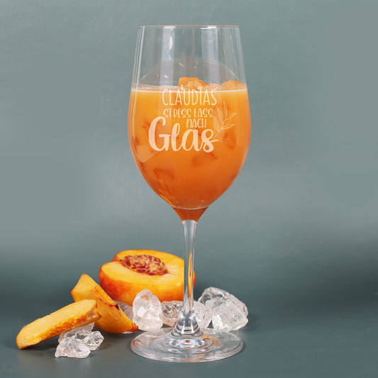 Glas mit Namensgravur und Spruch
