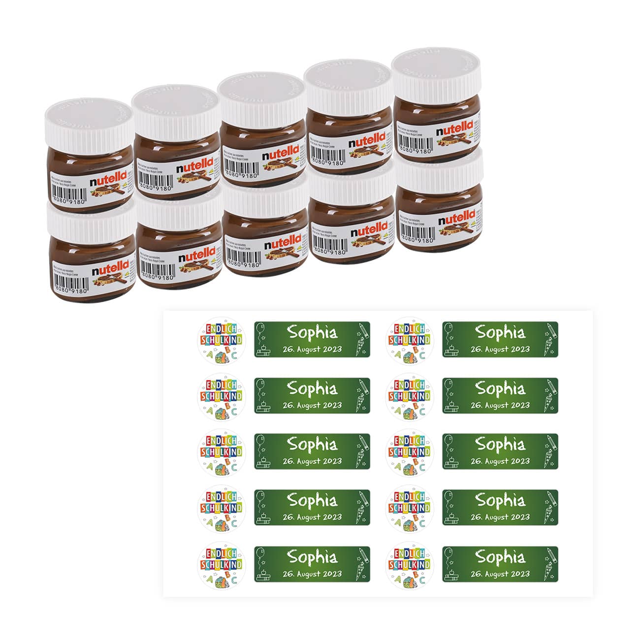 Personalisiertes Set als Gastgeschenk zur Einschulung