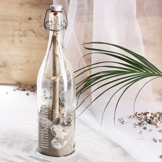 Flaschenpost zur Hochzeit mit persönlicher Gravur