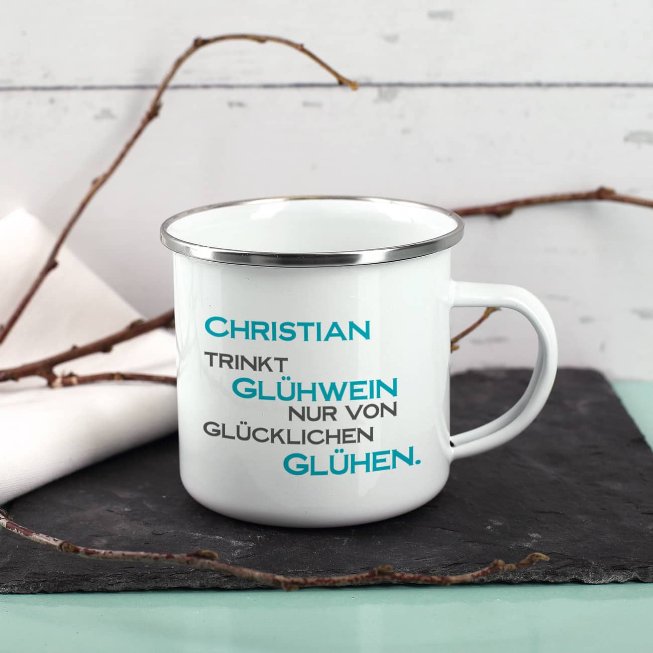 Bedruckte Tasse - von glücklichen Glühen