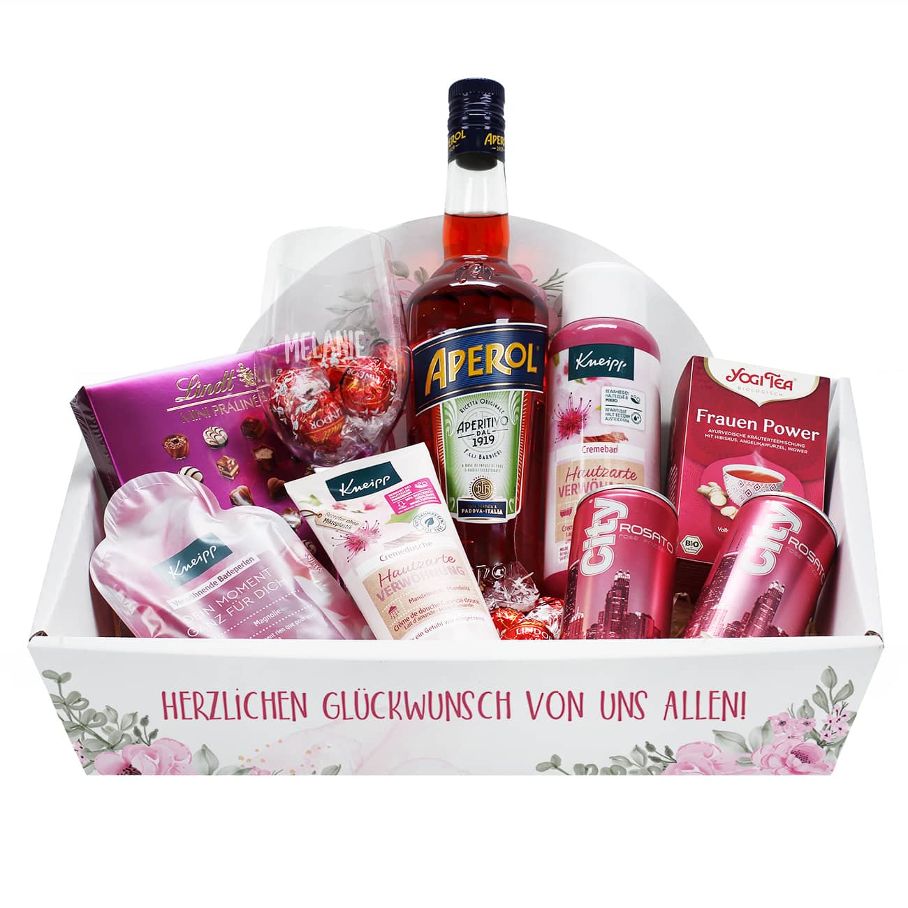 Großzügig gefüllter Geschenkkorb für Frauen