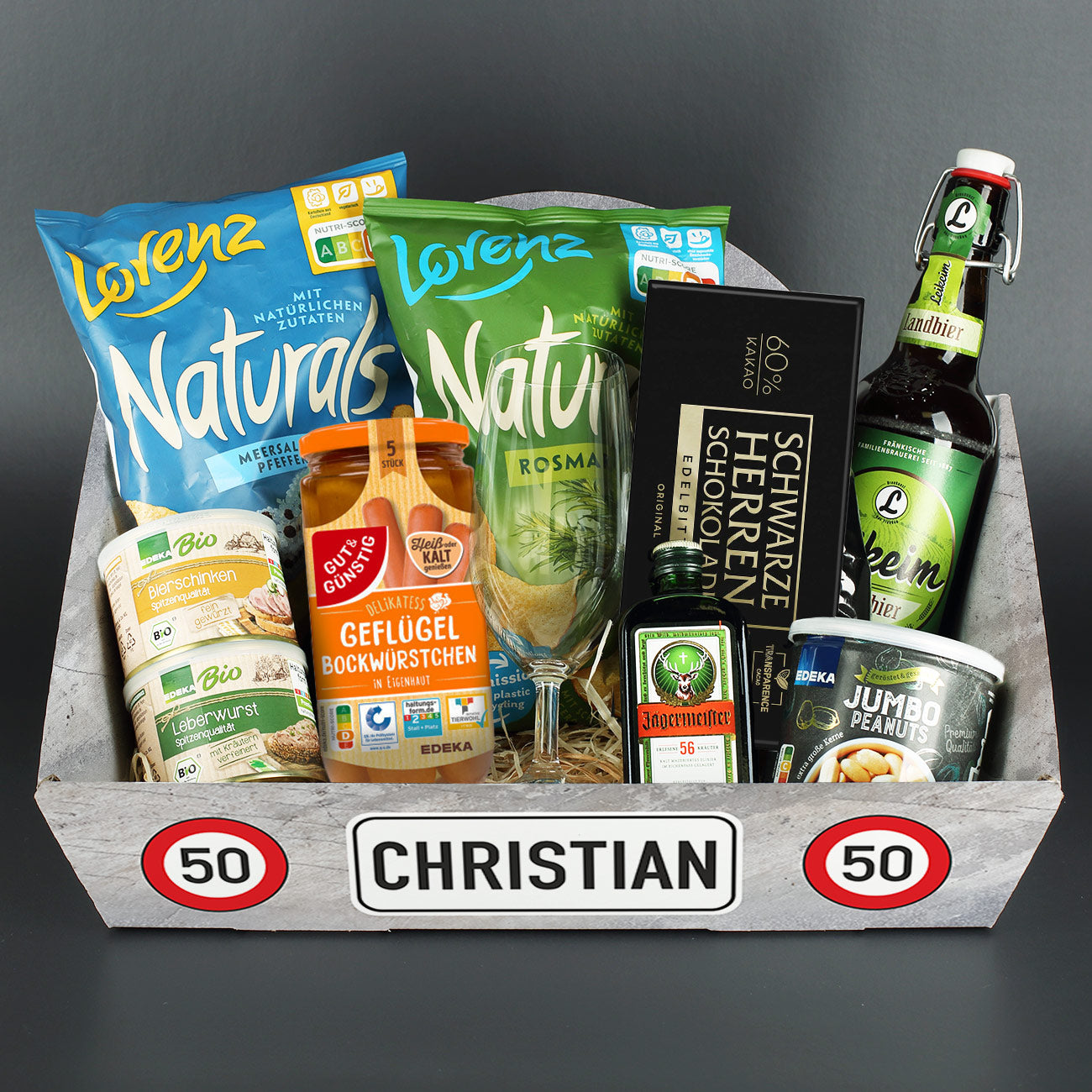 Geschenkkorb zum Geburtstag - Verkehrszeichen - mit verschiedenen Füllungen