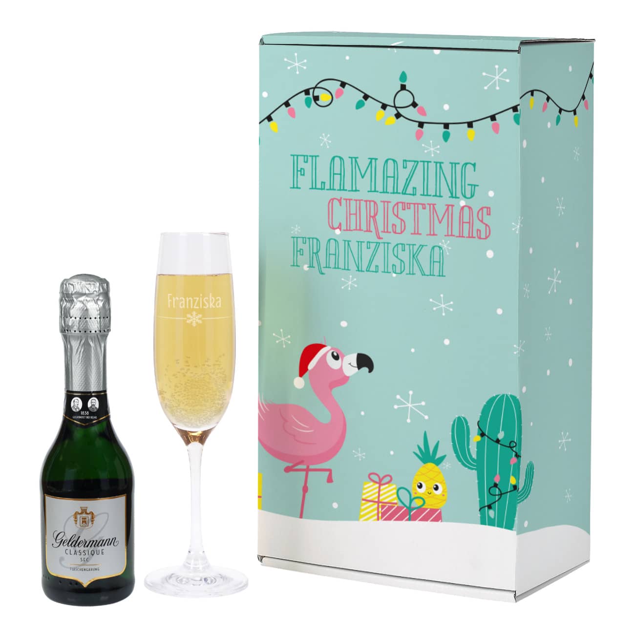 Flamazing Christmas Geschenkset mit Sekt und Sektglas
