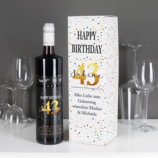 Persönlicher Wein zum Geburtstag mit passender Geschenkverpackung