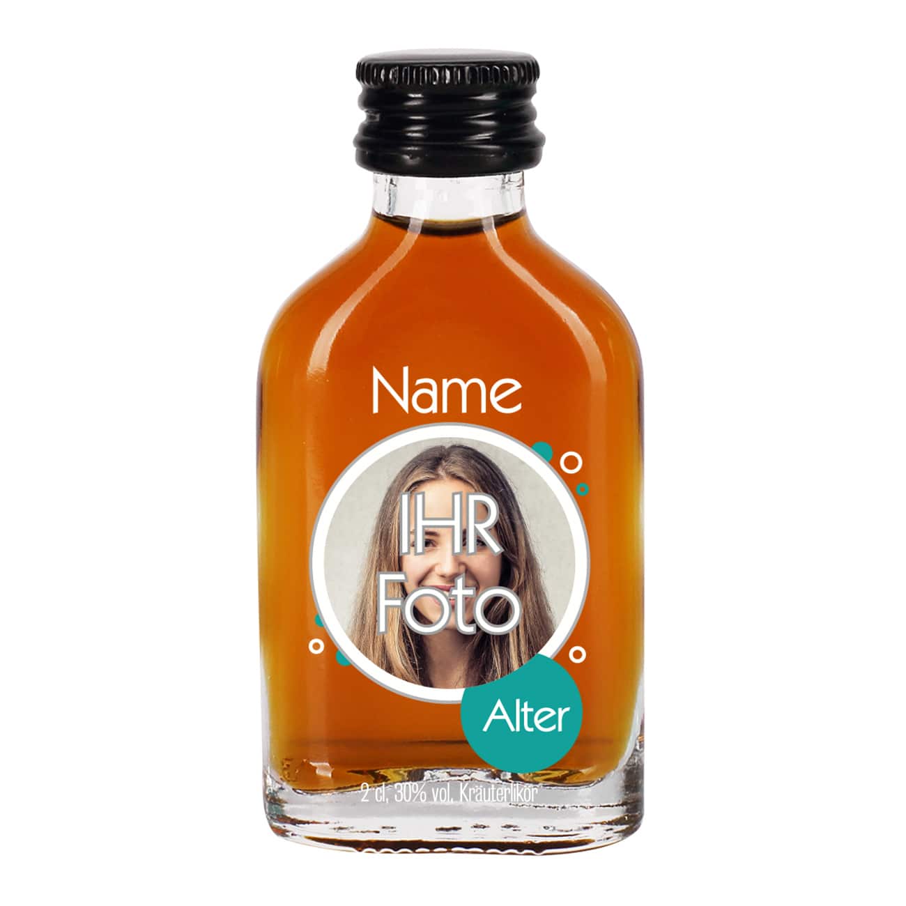 Wunschfoto, Wunschname und Alter auf 12 kleinen Schnäpsen