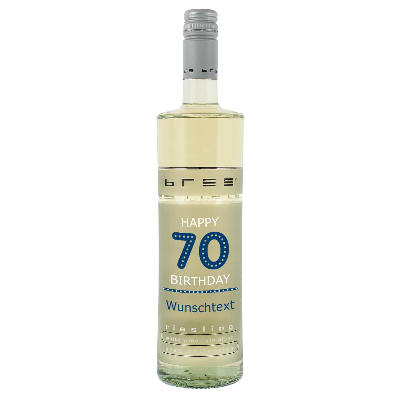 Weinflasche Happy Birthday 70 mit Wunschtext