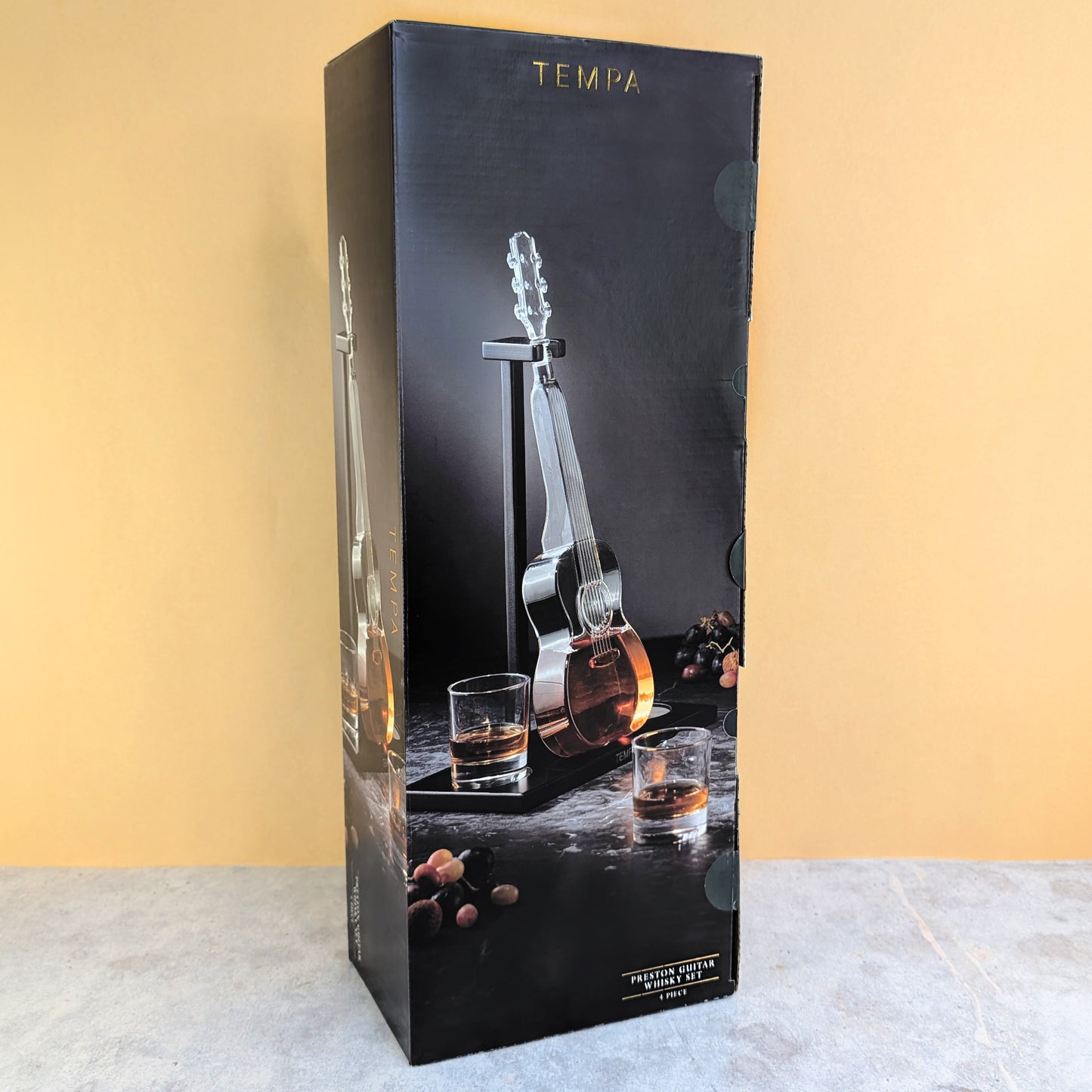 Luxus-Whiskyset in Gitarrenform, hochwertig verpackt, Geschenkidee für Männer