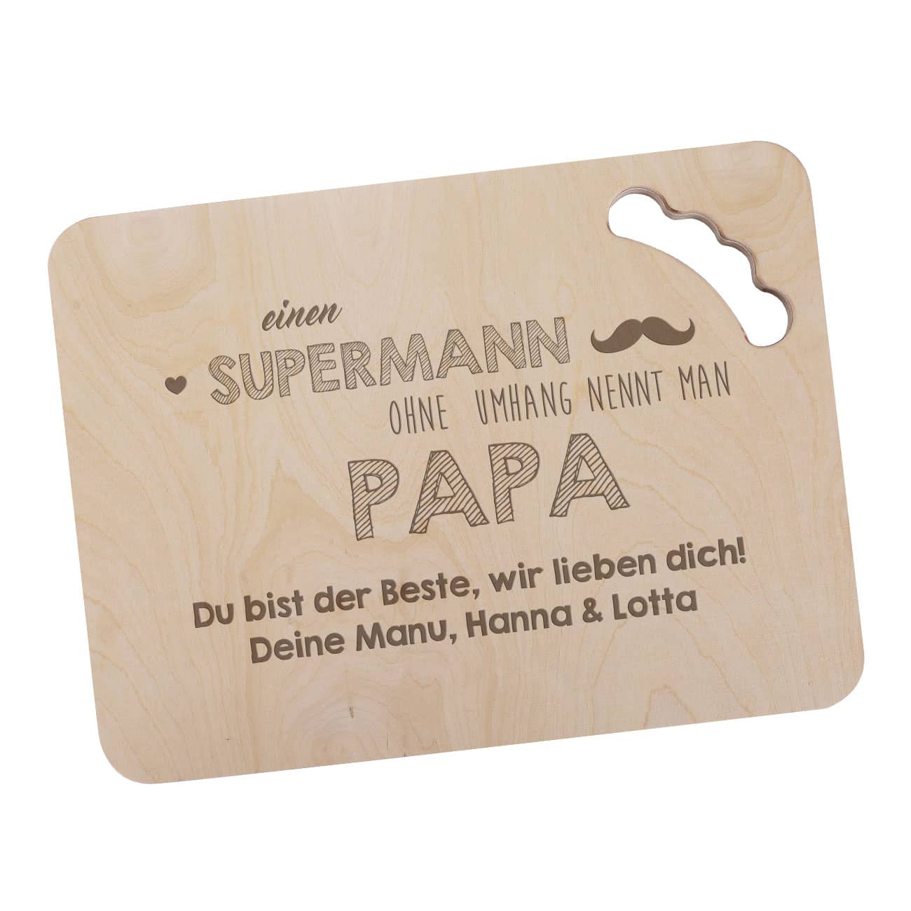 Schicker naturbelassener Bierkastendeckel mit Holzgriff und personalisiertem Text