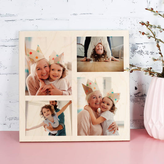 Holzplatte mit 4 Fotos bedruckt
