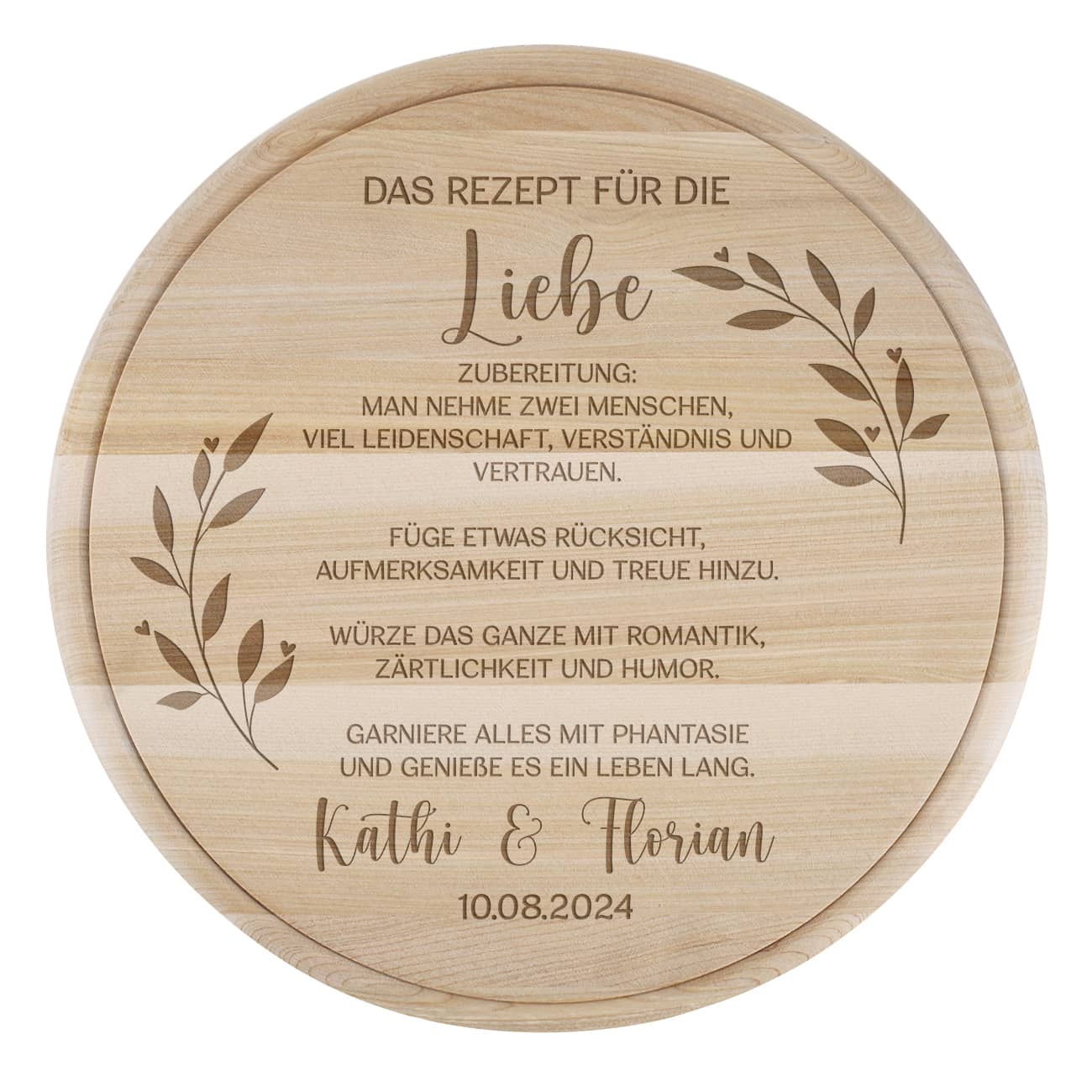 Das Rezept für die Liebe - Holzbrettchen als Hochzeitsgeschenk