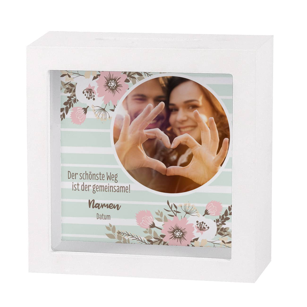 Geldgeschenk zur Hochzeit mit Wunschnamen, Datum und Foto