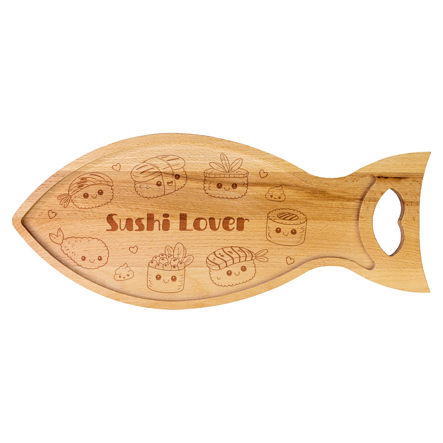 Sushi-Servierbrett mit umlaufender Saftrille und integriertem Griff
