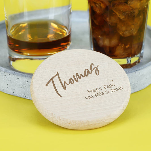 Gravierte Glasabdeckungen aus Holz