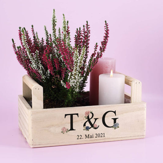 Persönliche Pflanzkiste mit Aufdruck
