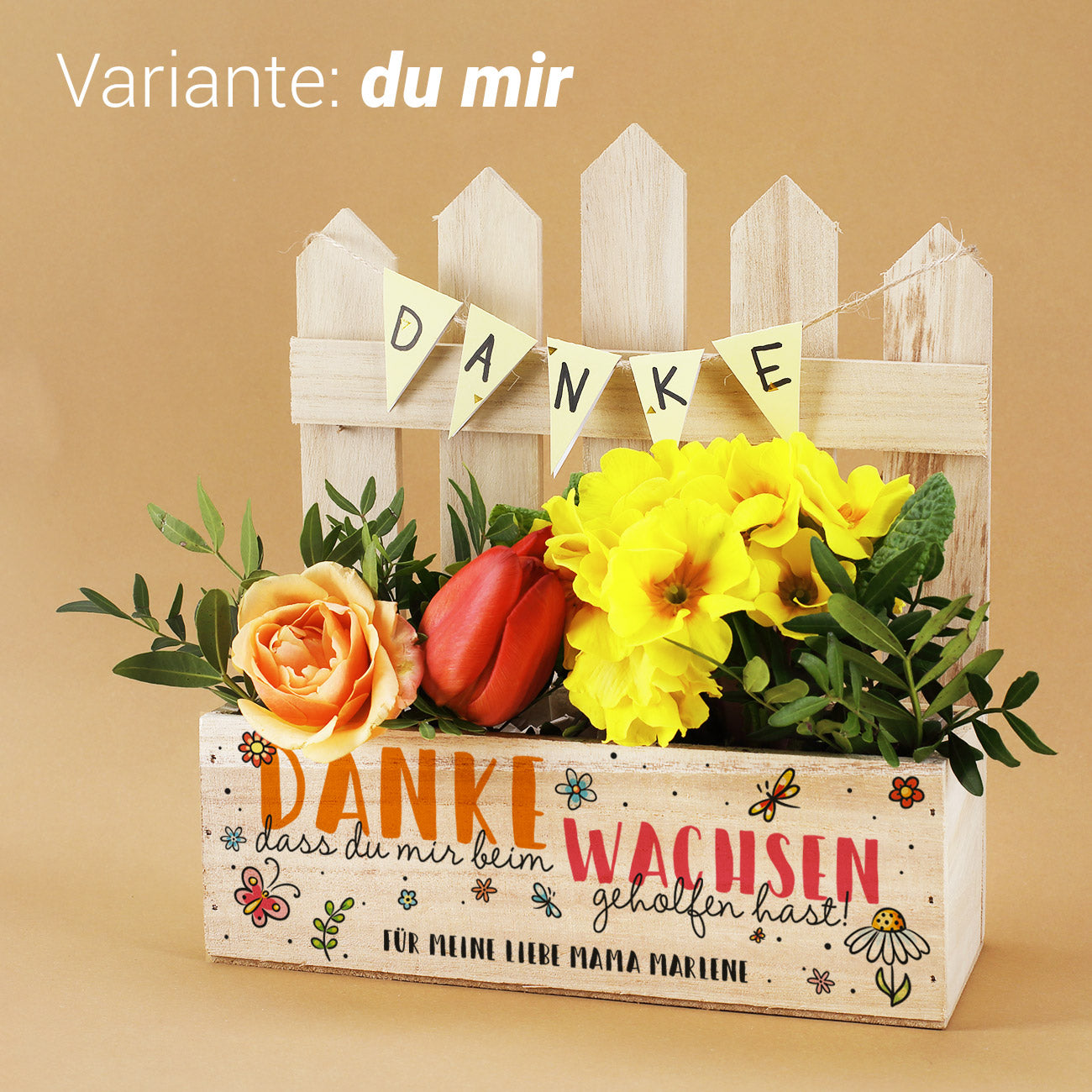 Pflanzkiste mit Zaun als Dankeschön für Erzieherinnen & Lehrer | Geschenkekorb