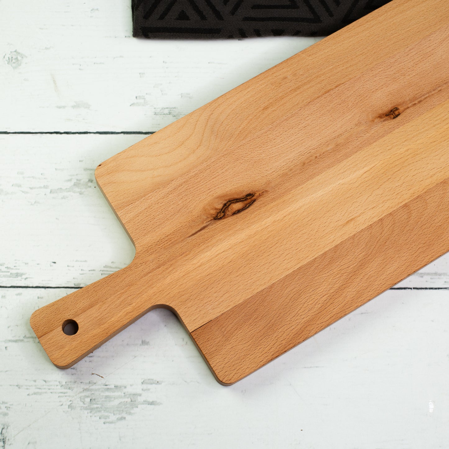 Rückseite des XXXL Buchenholzbretts mit natürlicher Maserung