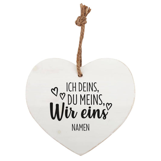 Holzherz zum Aufhängen mit Namen nach Wunsch