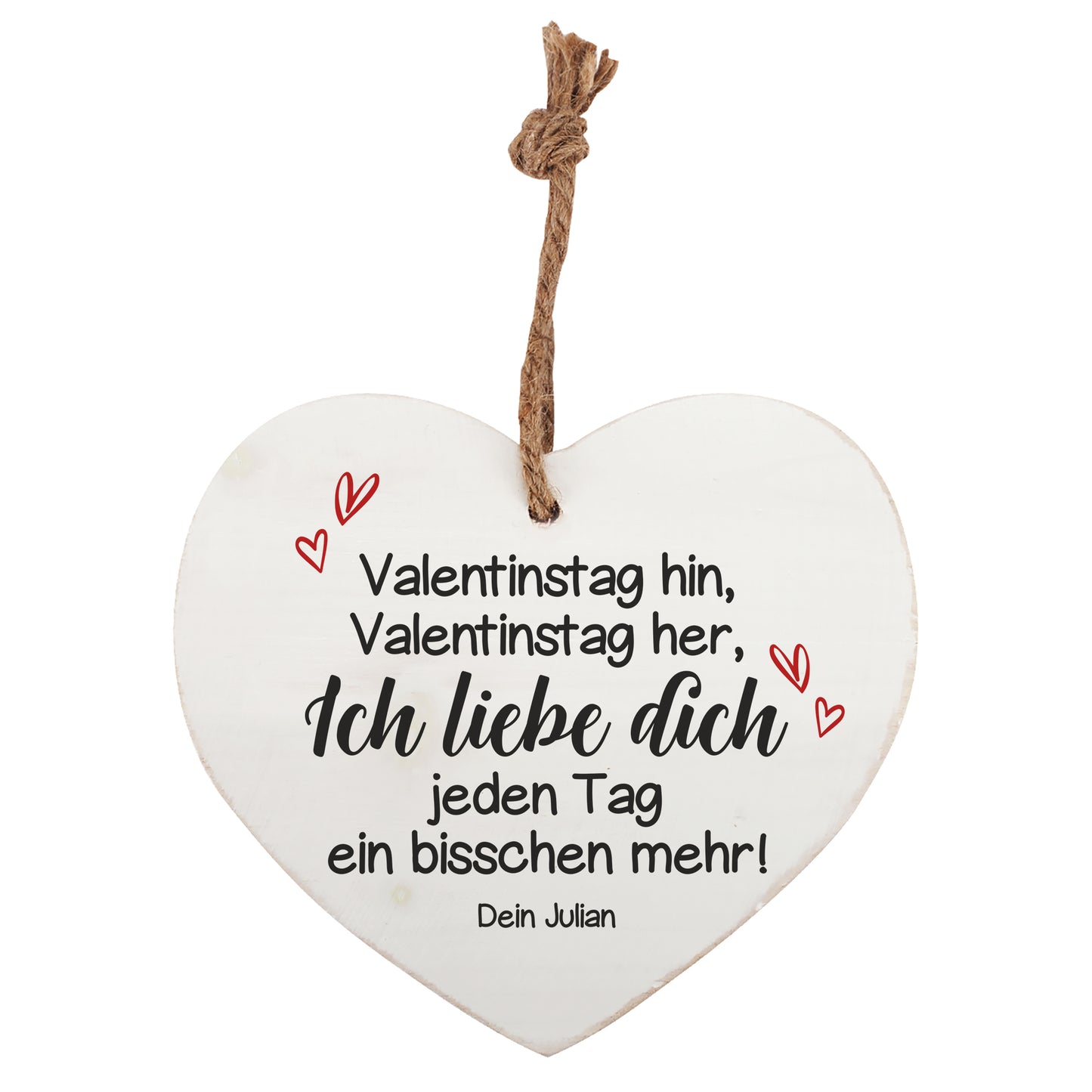 Holzherz als Geschenk zum Valentinstag mit Ihrem Wunschtext