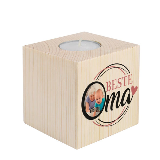 Teelichthalter aus Holz als Geschenk für die beste Oma