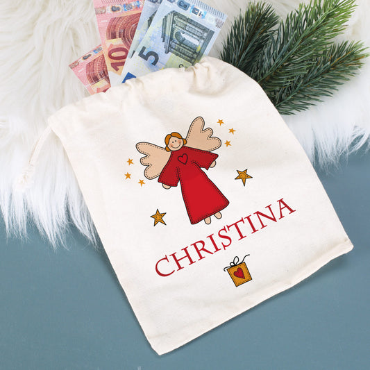 Geschenksack mit Engelsmotiv und Ihrem Wunschnamen