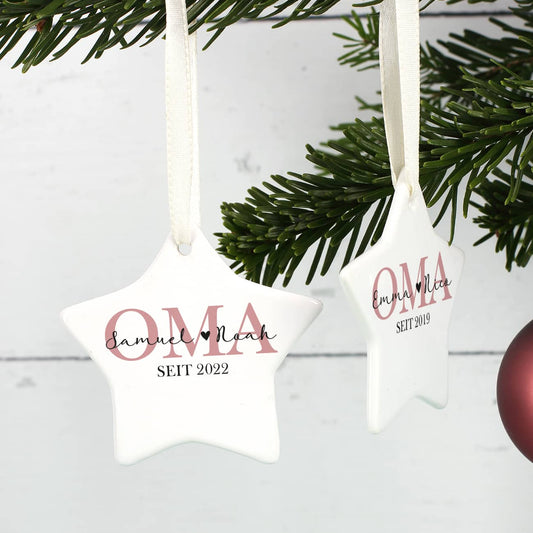 Christbaumschmuck mit Text und Jahr personalisiert