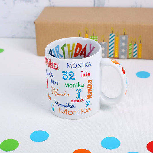 Geburtstagstasse mit Name und Alter bedruckt