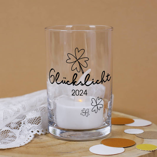 Bedrucktes Glückslicht aus Glas