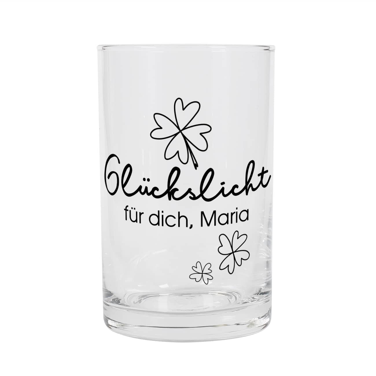 Bedrucktes Glückslicht aus Glas