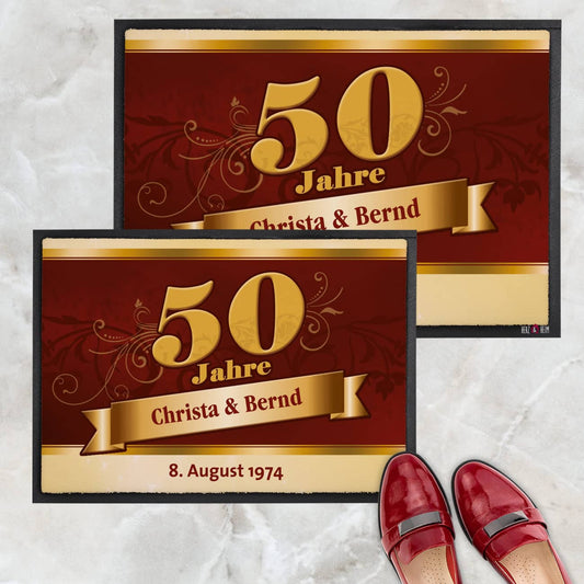 Fußmatte zur Goldenen Hochzeit mit großer 50 in 2 Größen