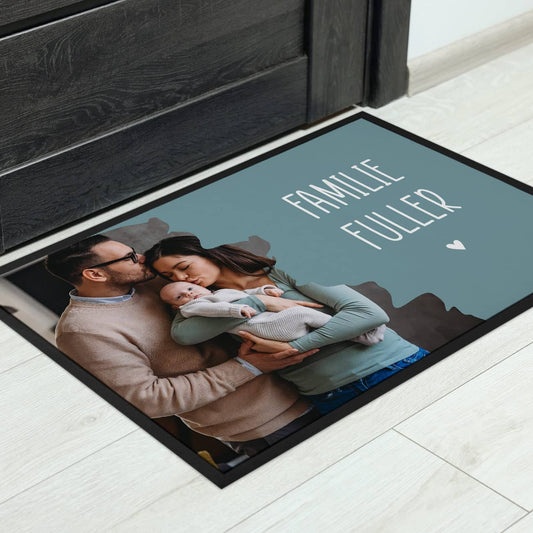 Moderne Foto-Fußmatte mit Ihrem Wunschtext