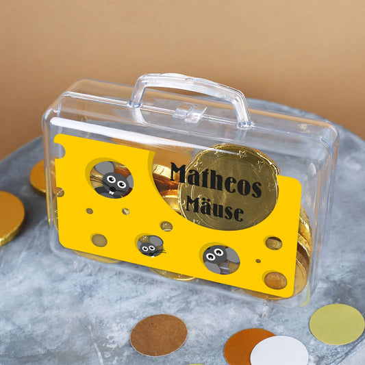 Kleiner Geldkoffer Mäuse mit Namensaufdruck