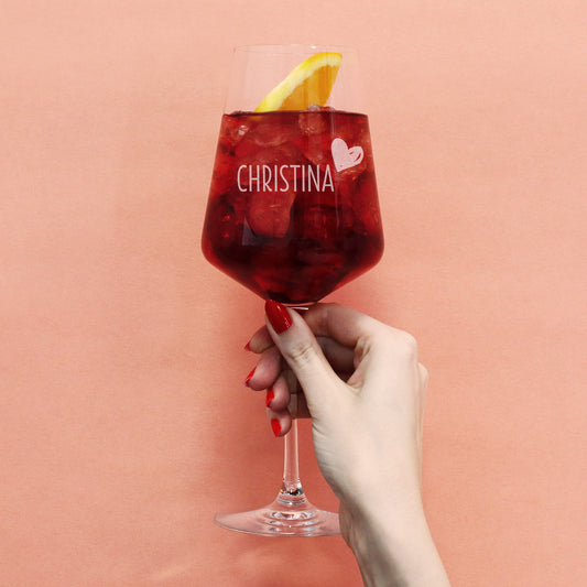 Leonardo Weinglas graviert mit Name und kleinem Herz