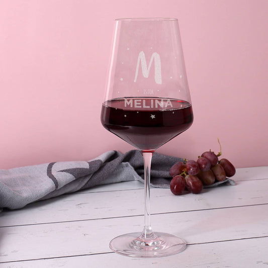 Rotweinglas von Leonardo mit Initiale und Name